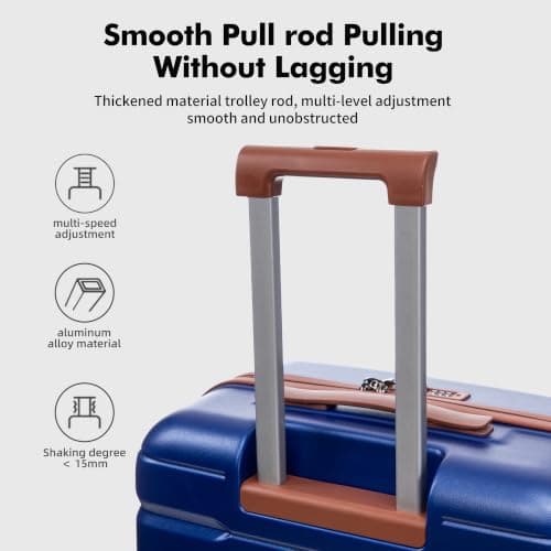 Rocklands London Suitcase Medium 25 Inch Hard Shell Lightweight Checked Luggage with 360° Rubber Spinner Wheels Durable Travel Case Telescopic Handle, TSA Lock (Royal Blue) — view 6