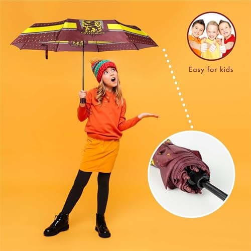 BONNYCO Umbrella Windproof Strong of Harry Potter. Maroon Umbrella Compact with Reinforced Structure, Folding Brolly for Bag, Backpack or Travel. Mini Pocket Brolly, Original Gifts for Men Women — view 6