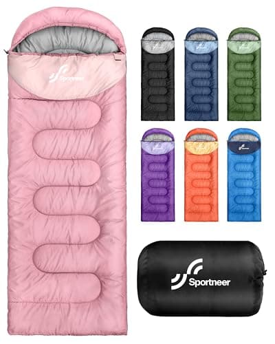 Sportneer Sleeping Bags for Adults - Kids Sleeping Bag 3-4 Season Lightweight Backpacking Sleeping Bag Cold Weather & Warm, Compact, Single Adult Girls Boys Camping Sleep Bag
