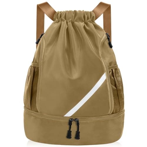 flintronic Drawstring Backpack, Waterproof Sports Backpack, Large Gym Bag With Shoe Compartment and Water Bottle Mesh Pockets, for Sports School Beach Holidays Swimming Travel
