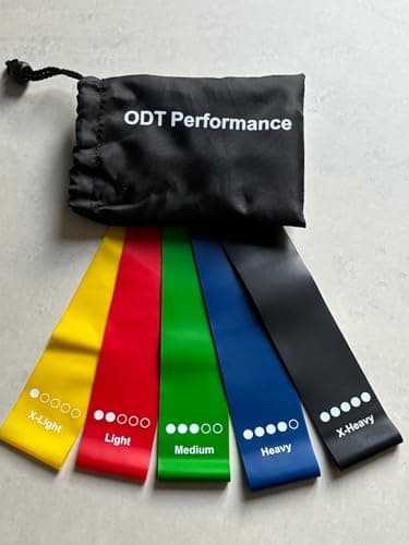 ODT Performance - Resistance bands exercise bands - Set of 5 - Mini-loop workout bands - 100% natural latex - for men women fitness yoga pilates physiotherapy rehabilitation arms legs chest home gym — view 5