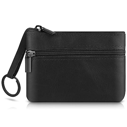 Amaxiu Genuine Leather Coin Purse, Cowhide Zipper Coin Pouch