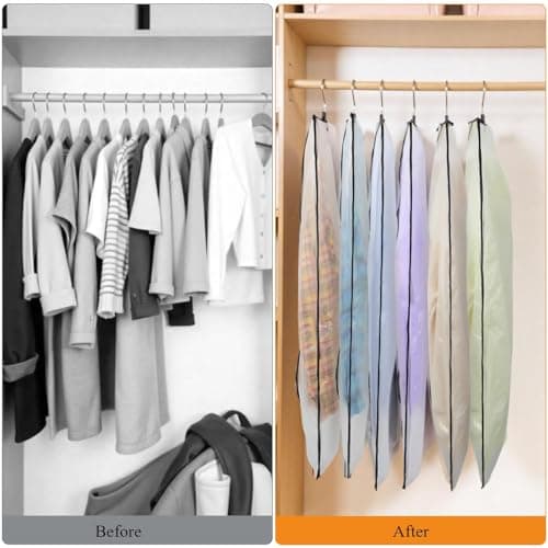 12 Pack Garment Bags, PEVA Translucent Clothes Covers, Suit Bag 40in — view 5