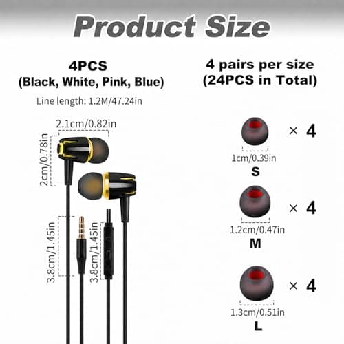 4 Pairs In-Ear Wired Noise Cancelling Headphones for iPad Smartphone Laptop — view 2
