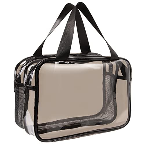 Toiletry Bag Portable Travel Makeup Bag, PVC Clear Wash Bag, Brown