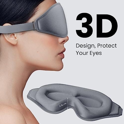 SUSNUAN Eye Masks for Sleeping, 3D Contoured Sleep Mask Light Blocking Sleep Mask for Women and Men, Soft and Comfortable Night Eye Blinder, Suitable for Travel, Flight, Lunch Breaks, Sleeping (Grey) — view 4