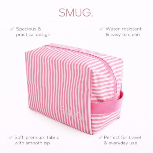 SMUG Wash Bag | Waterproof Travel Toiletry Bag for Travelling, Gym & Shower | Toiletries, Cosmetics & Makeup Bag | Large Washbag for Men & Women | Stylish & Easy to Clean | Candy Stripe — view 4