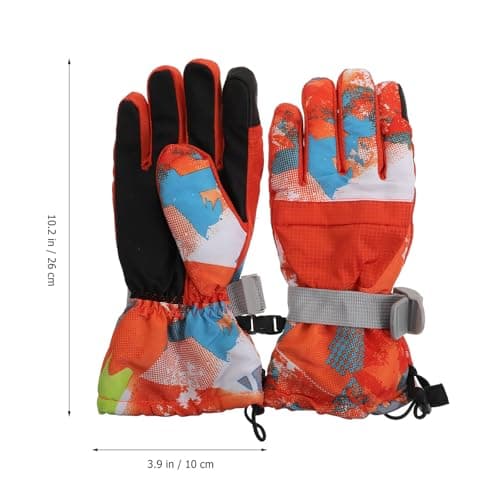 SEWACC Wind Proof Ski Gloves for Winter, Orange Polyester Cotton Warmth — view 2