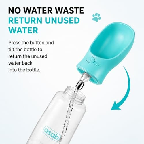 ASAB Dog Water Bottle Walking 550ml Portable Dog Water Bottle Leakproof Puppy Water Dispenser Easy to Operate Pet Water Bowl Pet Drinking Feeder Cat Puppy Perfect for Travel Outdoor Walking Blue — view 5
