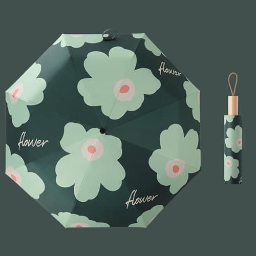 Glomora Flower Pattern U-V Protection Umbrella - Folding Sun and Rain Dual - Use Travel Umbrella - Stylish Mom and Grandma Gift(green) — view 3