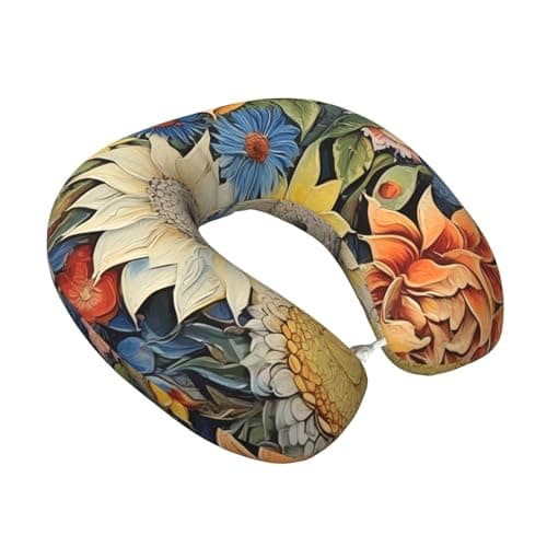 BOAITENYU Oil On Canvas Sunflower Memory Foam Travel Pillow Soft Comfort U-Shaped Neck Pillow Snug Fit Cushion for Travel Wearing — view 2