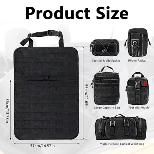 LengSuaa Tactical Car Seat Organizer, Car Back Seat Storage with 5 Detachable Bag, 600D Oxford Waterproof Tactical Vehicle Car Backrest Protector Seat Organiser for Most Vehicle SUV Truck Pickup — view 2