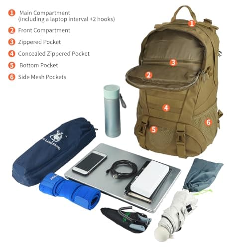Jueachy Military Tactical Backpack 30L Water Resistant Rucksack for Men — view 5