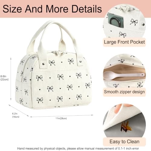 Binoster Lunch Bags for Women Insulated Cooler Lunch Bag Adults Kids Packed Lunch Box Tote Bag Cute Girls Ladies Lunch Bags for Work School Picnic Travel Beach Gifts for Women Her Wife Preppy Stuff — view 2