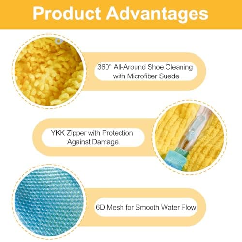 2PCS Shoe Washing Machine Bag, Zippered & Reusable Mesh Shoe Bag for Washing Machine, Shoe Cleaning Bag for Sneakers Canvas Tennis Running Shoes (Yellow) — view 3