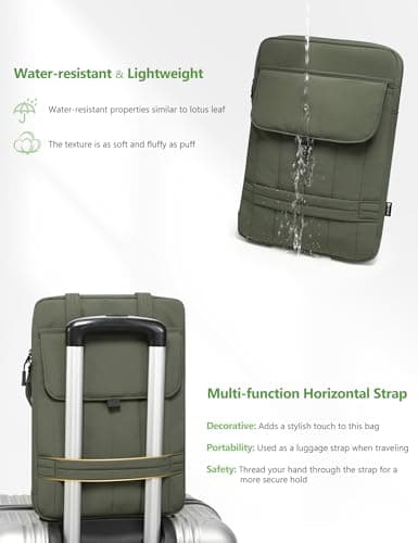 HYZUO 13.3-14 Inch Puffy Laptop Case Sleeve Padded Handbag, Midnight Green — view 5