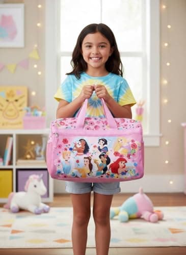 Kids Character Duffle Bag 16.5" – Travel & Sports Bag with Zipper Pocket, Mesh Side Pockets & Adjustable Strap, Princess, Licensed Character Kids Duffle Bag — view 2
