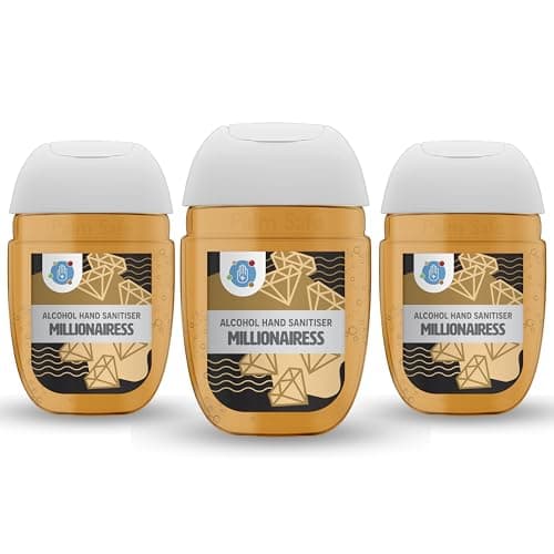 Palm Safe Millionairess 3 Pack Pocketbac 30ml Anti Bacterial Premium Hand Sanitiser Travel Size Refillable Clip Bottle Quick Drying Non Sticky Extra Moisturising Kills 99.9% of Viruses and Bacteria