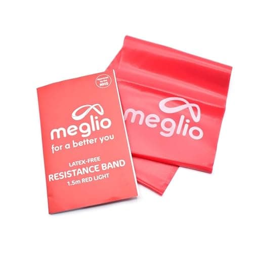 Meglio Resistance Band, 1.5m, Red, Latex Free, With Exercise Guide