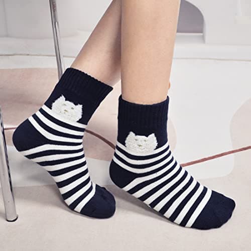 Ladies Womens Thick Winter Thermal Socks Cotton Crew Novelty Socks Casual Cartoon Socks, UK women s shoe 3-10, Dark Colour - 4 Pairs — view 3