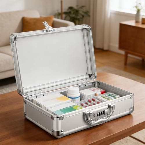 Cabilock Aluminum Briefcase Hard Storage Case with Password Lock Portable Metal Case for Medicine Tool Storage Box for Travel Camping and Outdoor Use 11.42 X 8.07 X 3.94 in — view 4