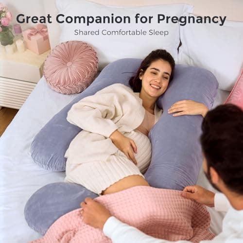momcozy U Shaped Pregnancy Pillow, Full Body Support, Back&Hip, Velvet Grey — view 3