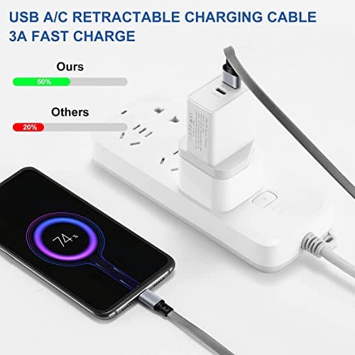 SDBAUX USB C Cable Fast Charging 1M, QC 3.0 Type C Retractable Charger Cord — view 4