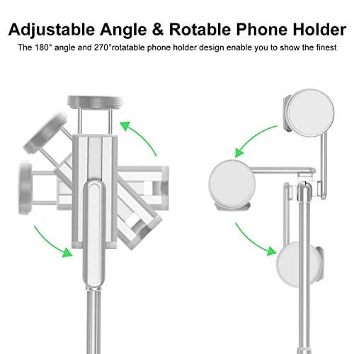 ATUMTEK Selfie Stick Tripod, 3-in-1 Extendable Aluminum Phone Tripod with Detachable Bluetooth Remote, Compatible with iPhone 17/16/15/14/13/12/11/11 Pro/XS Max/XR and Samsung Smartphones, White — view 3