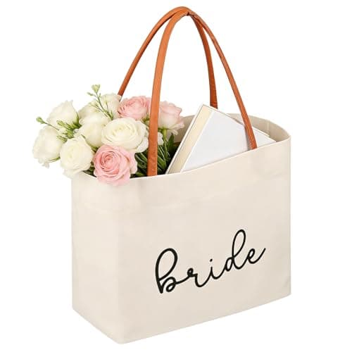 VAVPUP Bride Tote Bag Bride to be Gifts for Bridal Shower,Engagement,Wedding,Bachelorette Party,Honeymoon,Beach,Travel(Beige,1pcs)