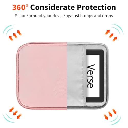 HoYiXi Universal Sleeve Bag for 6",6.8",7" Kindle Paperwhite/Colorsoft 2024-2012 Compatible with 6"-6.8" All-New Kindle/Kobo/Tolino/Sony,6" EReader with Anti-Drop Protective Cover,Pink — view 3