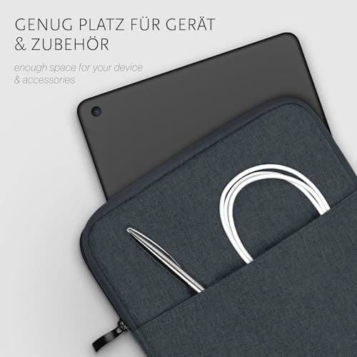 moex eBook Case for Amazon Kindle Scribe (2025) Case with Zip and Compartment for Accessories, Fabric E-Reader Sleeve Soft Padded, Protective Case Minimalist Dash Case, Anthracite — view 2