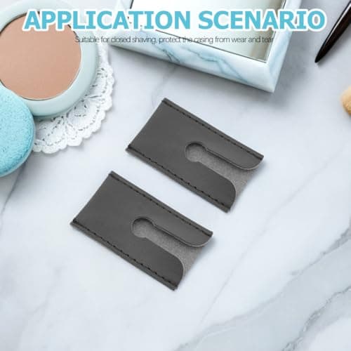 KICHOUSE 6pcs Safety Razor Head Cover Pu Leather Razor Head Protector Compact Stylish Sleek Design Resists Wear and Tear Men’s Grooming Travel Shaving Accessories — view 5