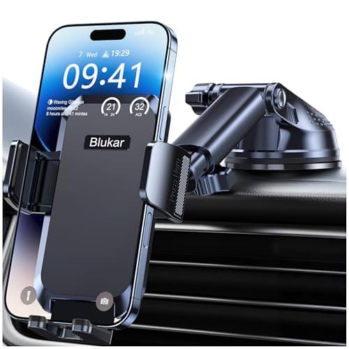 Blukar Car Phone Holder, Adjustable Car Phone Mount-Upgraded Strong Suction