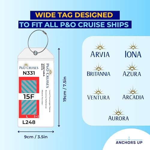 P&O Cruise Luggage Tag Holders [4 Pack] – Wide Tags – Waterproof, Durable with Steel Loops – Fits All P&O Cruise Ships for Cruising in 2026, 2027 and 2028 – Cruise Essentials — view 3