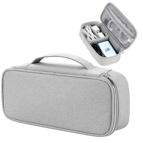 Teskyer Travel Tech Pouch, Protable Cable Organiser Bag, Electronics Accessories Travel Organizer Case for Cable Charger Earphone Power Bank Hard Drive - Light Grey