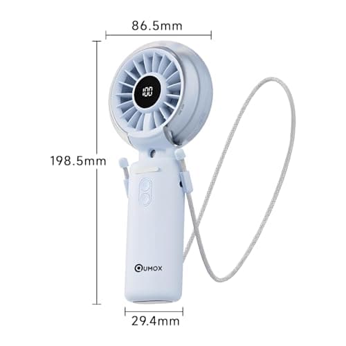 Qumox Handheld Foldable Mist Fan, Portable Rechargeable USB Mini Fan, Blue — view 6