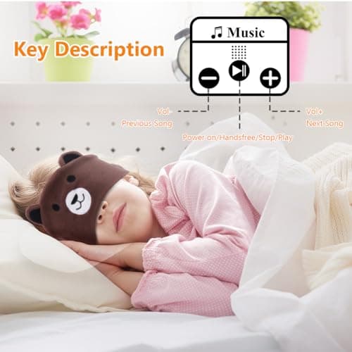 OFFCUP Bear Headband Headphones, Soft Bluetooth Headset, Hi-Fi Stereo Super Bass Music Headphones for Men Women Office Nap Travel Yoga Workout Meditation (Grey) — view 4