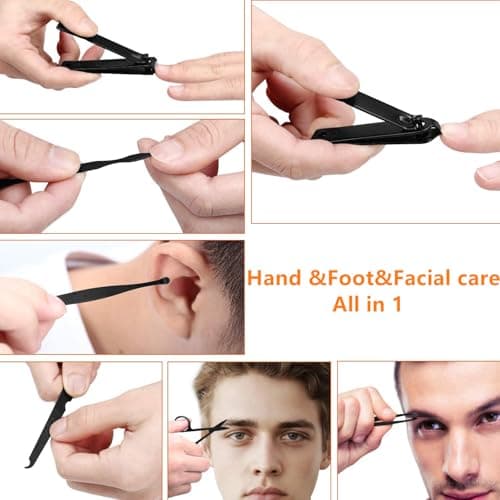Manicure Set Men Travel Manicure Set Nail Clippers Mens Accessories Stainless Steel Nail Clippers Set Pedicure Set Personal Care Kit Nail Grooming Kit Gifts for Men Women Stocking Stuffers — view 2