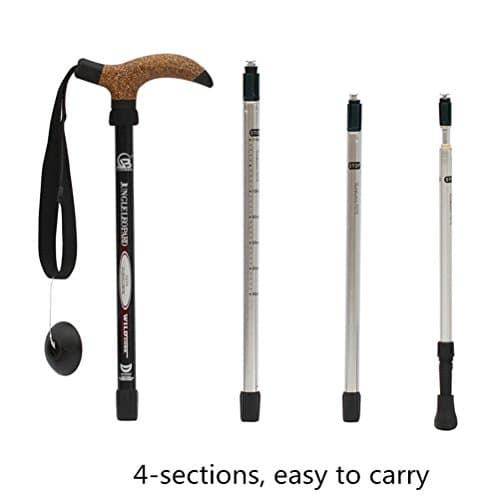 KRY T Aluminum Alloy Retractable Trekking Pole Telescopic Adjustable Anti-Static Hiking Pole Black — view 6