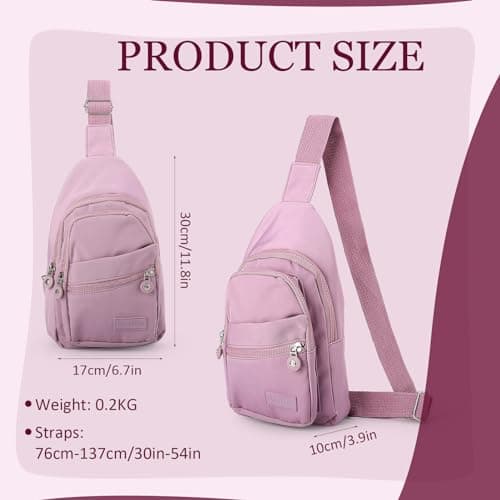 Zuimei Sling Bag Chest Bag for Women Men Waterproof, Light Purple — view 3
