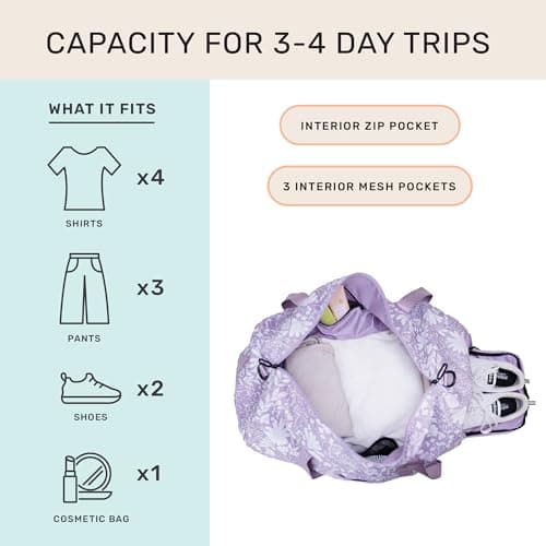 Jadyn 22" Women's Large Duffel/Weekender Bag with Shoe Pocket, Travel Bag, Dusty Lavender, L, Weekender — view 2