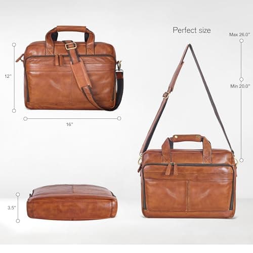 Real Leather Laptop Messenger Bag - Briefcase Crossbody for Men Office — view 5