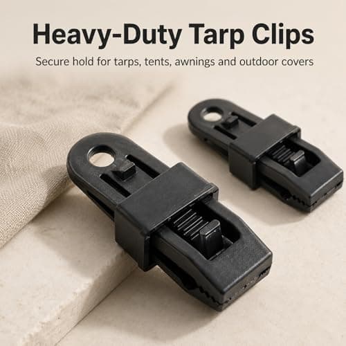 LKTFATD 12 Pcs Heavy Duty Tarpaulin Clips, Crocodile Mouth Tarp Clamps with Stainless Steel Springs, Durable Tent Fasteners for Camping, Caravan, Garden & Outdoor Use — view 3