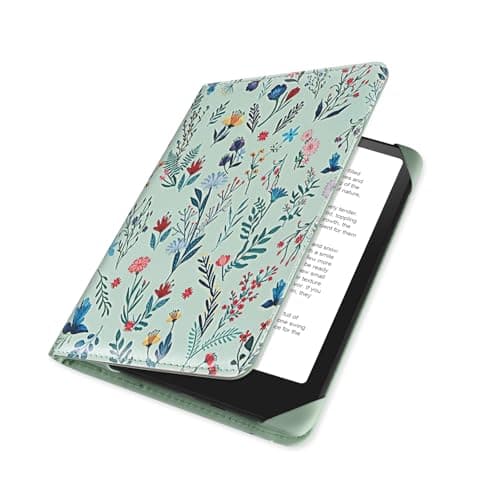 HoYiXi Universal Case for 6 inch Kindle eReader Compatible with Paperwhite(2025/2018)/PocketBook and Tolino/Kobo Clara HD,6" eReader Protective Case Cover Elastic rope,White flowers — view 2