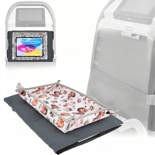 Kids Airplane Tray Table Cover with Tablet Holder | Toddler Travel Essential Activity Lap Tray for Flying, Train & Car Trips | Fabric Pockets & Waterproof Surface, Mess-Free Activity Organiser(Rabbit)
