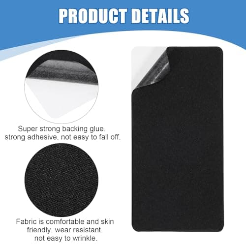6 PCS Tent Repair Patch Couch Repair Patch Self-Adhesive Waterproof Canvas Patches Kit Tent Strong Sticky Boat Cover Kit Fabric Patches Self Adhesive for Sofas Furniture Tote Bags Car Seats (Black) — view 3
