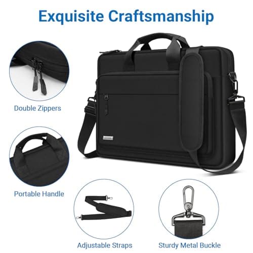 TECOOL Laptop Bag 17 17.3 Inch Business Messenger Bag with Shoulder Strap — view 4