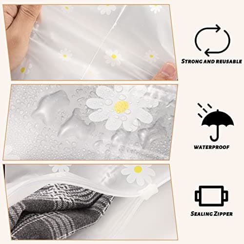 10 Pcs Travel Storage Bags, 2 Pcs Drawstring Storage Bags and 8 Pcs Ziplock Bags, Reusable Clothes Storages Bag Waterproof Luggage Organiser Frosted Bag for Packaging Clothing Shoes (5 Size Mixing) — view 2