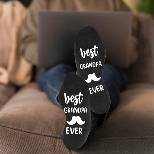 CHEERYMAGIC Father Gifts Dad Gift, Best Grandpa Ever Socks for Him, Novelty for Men Grandpa Socks Breathable Fathers Funny Cotton Crazy Sock Non-Slip Christmas Birthday Present A4HBDJW — view 4
