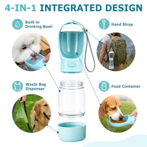 Wosyoodo 4 in 1 Portable Dog Water Bottle for Walking, Leakproof Design — view 3